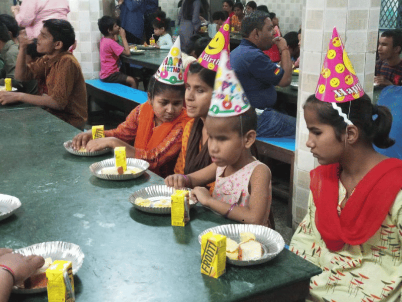 Birthday celebration with children